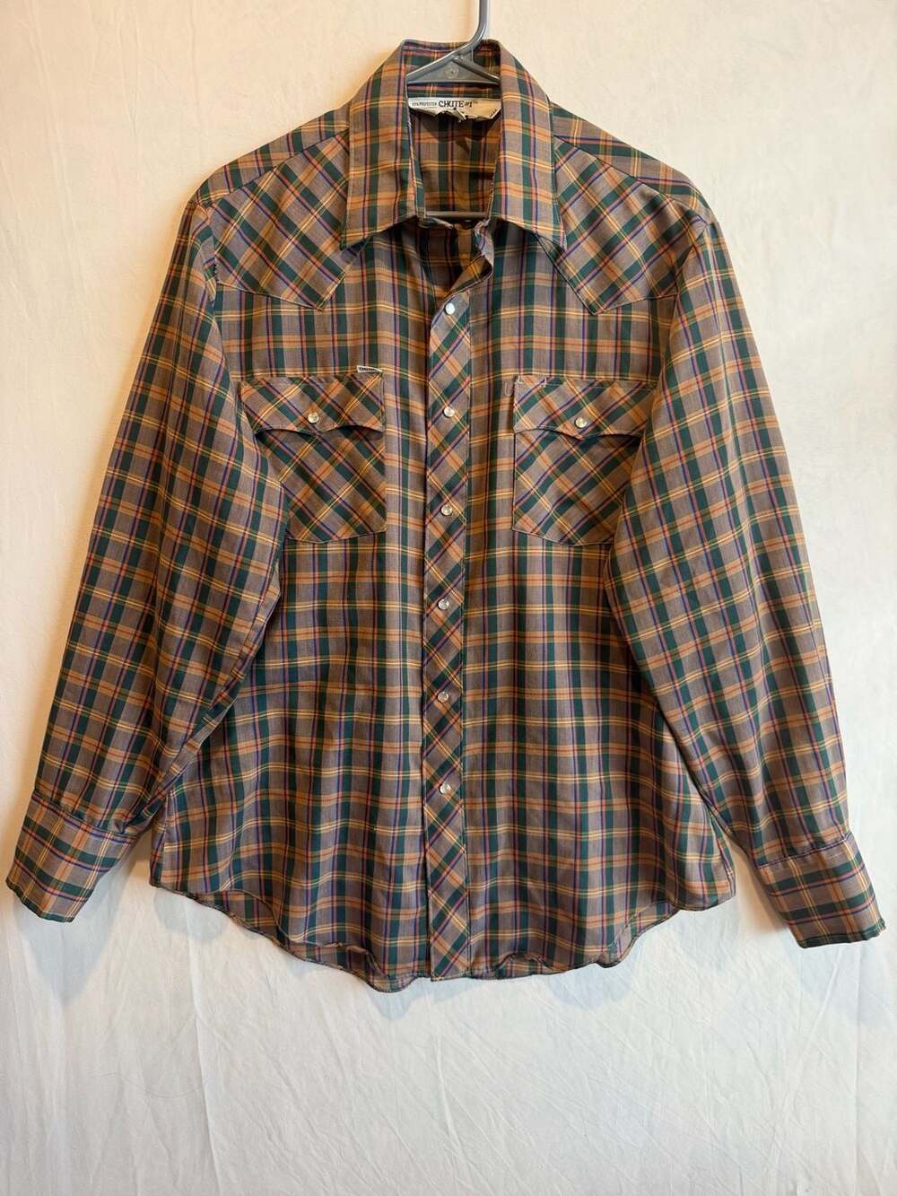 Vintage Chute #1 Western Pearl Snap Plaid Long Sleeve Shirt